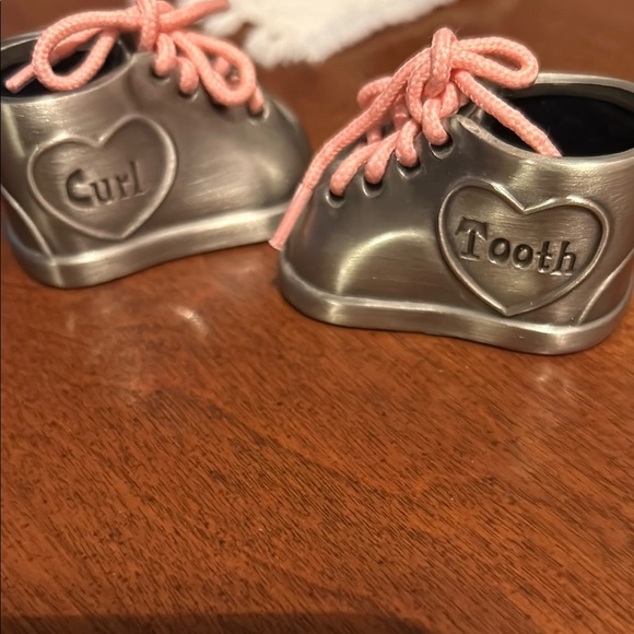 Baby  Silver Keepsake Shoe Set with Pink Laces - Picture 2 of 5